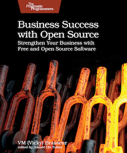 Cover for Business Success with Open Source, showing several red-hot iron components fresh from the forge.